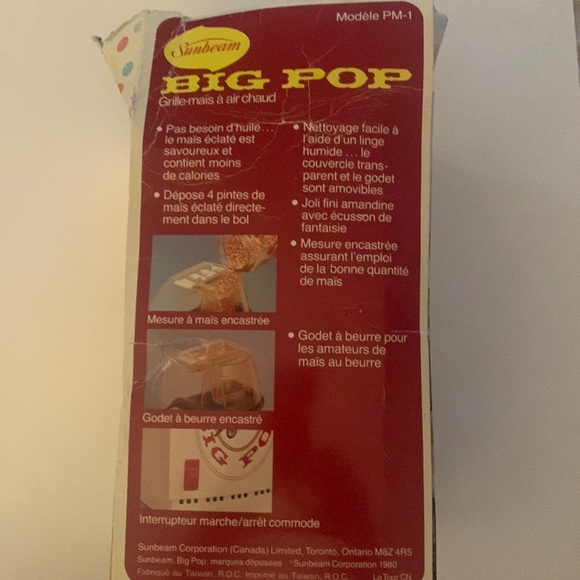 Sunbeam Other Vintage 98 Sunbeam Popcorn Big Pop Air Popper Poshmark